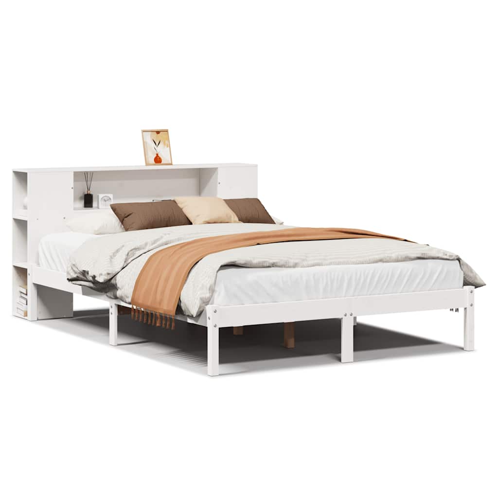 vidaXL Bookcase Bed without Mattress White 140x200 cm Solid Wood Pine