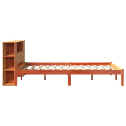 vidaXL Bookcase Bed without Mattress Wax Brown 135x190 cm Double Solid Wood Pine
