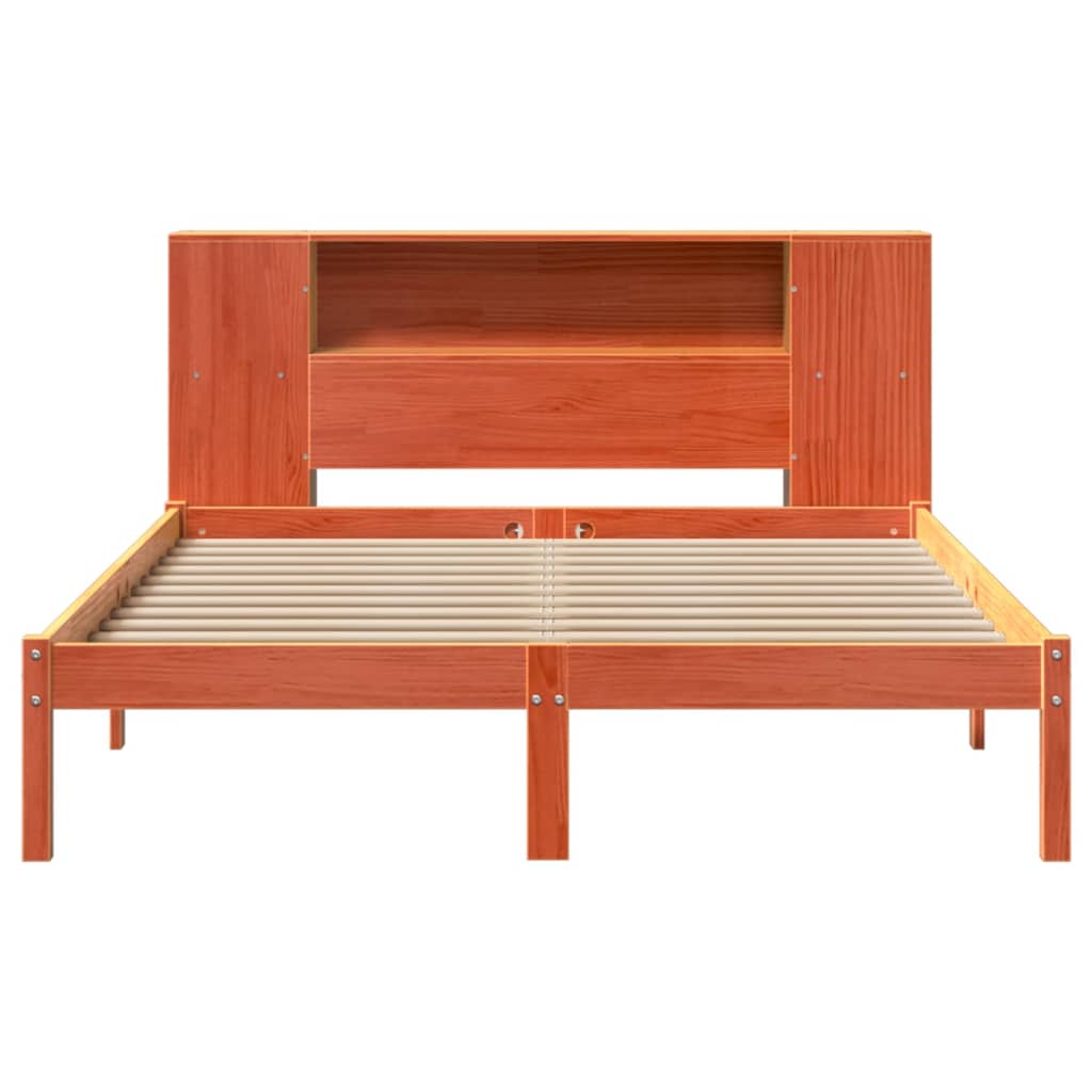 vidaXL Bookcase Bed without Mattress Wax Brown 140x190 cm Solid Wood Pine