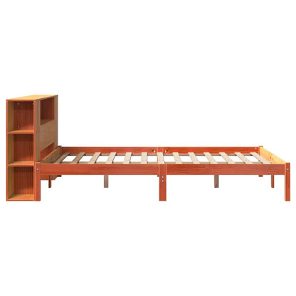 vidaXL Bookcase Bed without Mattress Wax Brown 140x190 cm Solid Wood Pine
