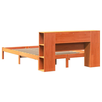 vidaXL Bookcase Bed without Mattress Wax Brown 140x190 cm Solid Wood Pine