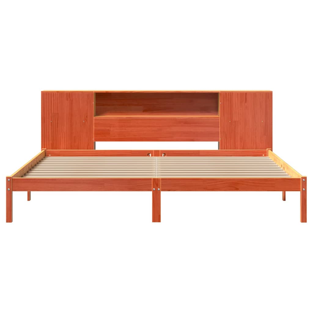vidaXL Bookcase Bed without Mattress Wax Brown 200x200 cm Solid Wood Pine