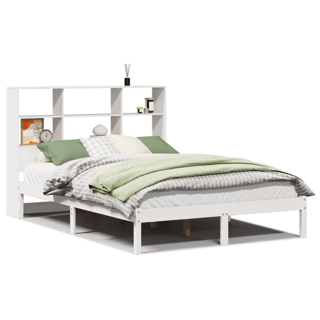 vidaXL Bookcase Bed without Mattress White 140x200 cm Solid Wood Pine