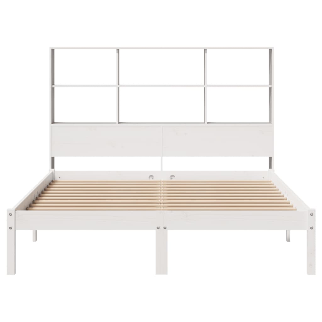 vidaXL Bookcase Bed without Mattress White 140x200 cm Solid Wood Pine