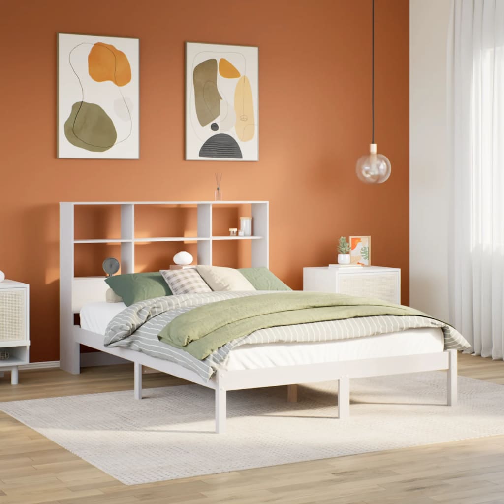 vidaXL Bookcase Bed without Mattress White 140x200 cm Solid Wood Pine