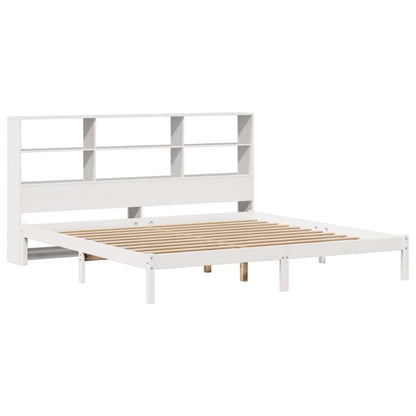 vidaXL Bookcase Bed without Mattress White 180x200 cm Super King Solid Wood Pine