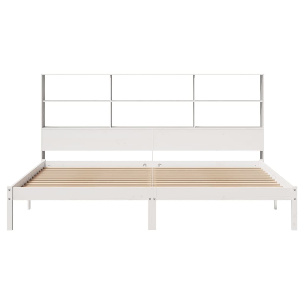 vidaXL Bookcase Bed without Mattress White 180x200 cm Super King Solid Wood Pine