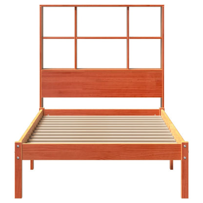 vidaXL Bookcase Bed without Mattress Wax Brown 75x190 cm Small Single Solid Wood Pine
