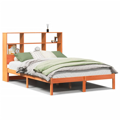 vidaXL Bookcase Bed without Mattress Wax Brown 120x190 cm Small Double Solid Wood Pine
