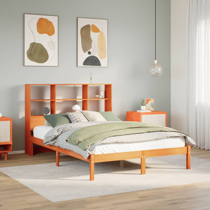 vidaXL Bookcase Bed without Mattress Wax Brown 120x190 cm Small Double Solid Wood Pine