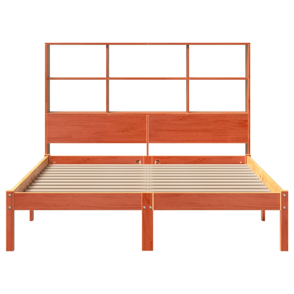 vidaXL Bookcase Bed without Mattress Wax Brown 135x190 cm Double Solid Wood Pine
