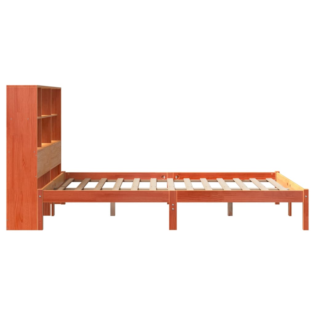 vidaXL Bookcase Bed without Mattress Wax Brown 135x190 cm Double Solid Wood Pine