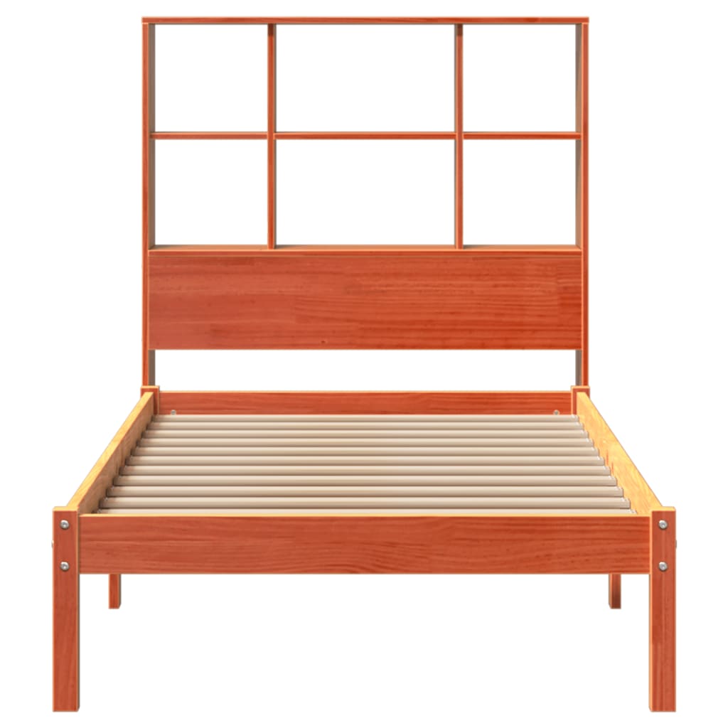 vidaXL Bookcase Bed without Mattress Wax Brown 100x200 cm Solid Wood Pine