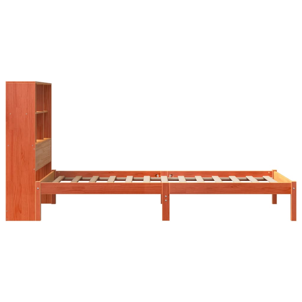 vidaXL Bookcase Bed without Mattress Wax Brown 100x200 cm Solid Wood Pine