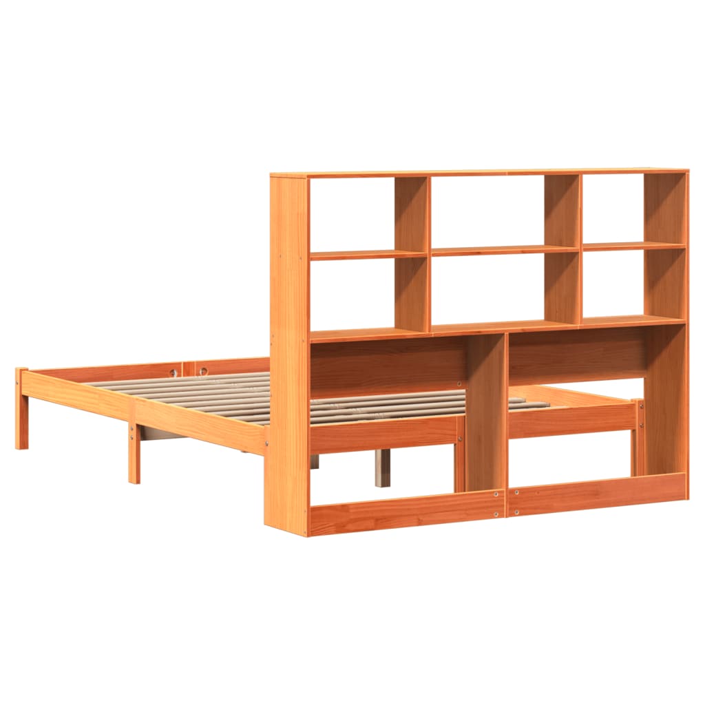 vidaXL Bookcase Bed without Mattress Wax Brown 140x200 cm Solid Wood Pine