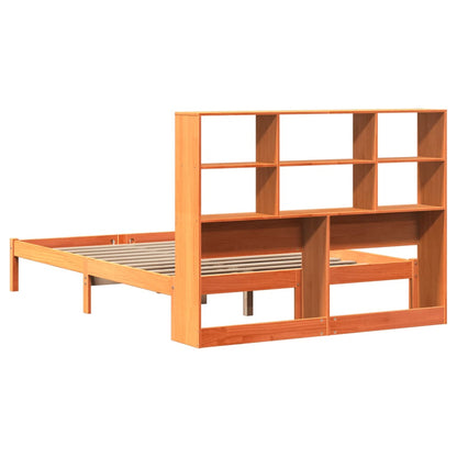 vidaXL Bookcase Bed without Mattress Wax Brown 140x200 cm Solid Wood Pine