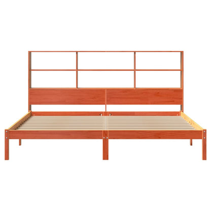 vidaXL Bookcase Bed without Mattress Wax Brown 200x200 cm Solid Wood Pine