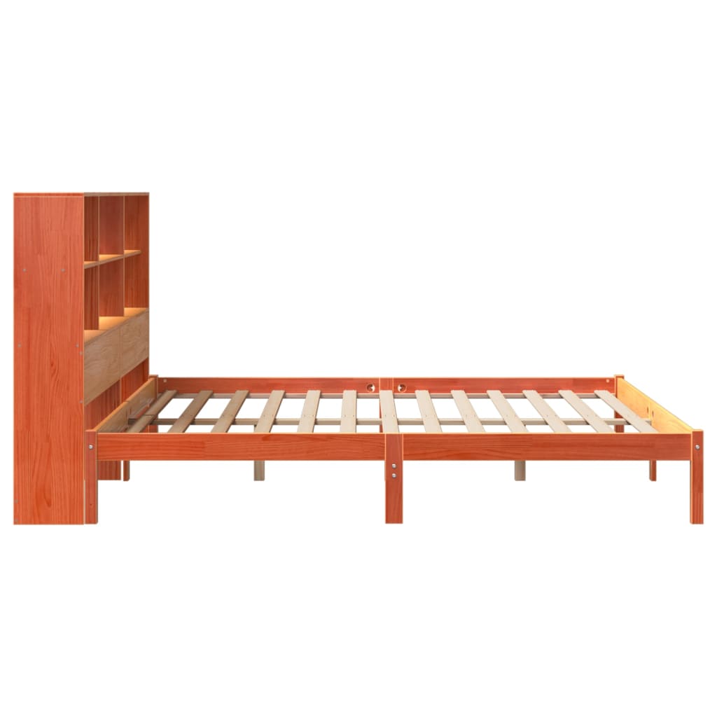 vidaXL Bookcase Bed without Mattress Wax Brown 200x200 cm Solid Wood Pine