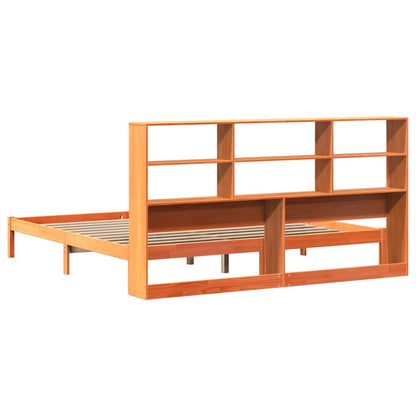vidaXL Bookcase Bed without Mattress Wax Brown 200x200 cm Solid Wood Pine