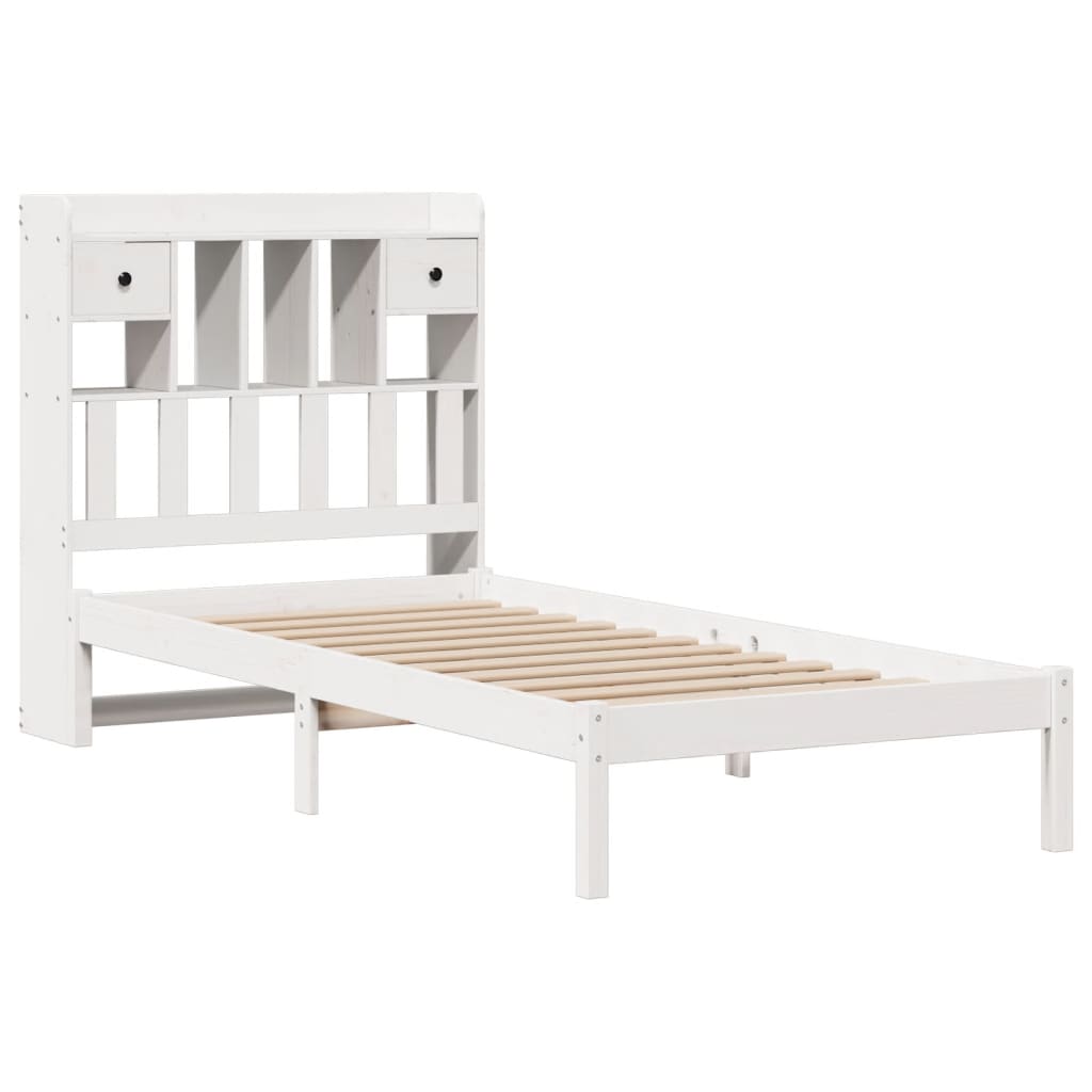 vidaXL Bookcase Bed without Mattress White 75x190 cm Small Single Solid Wood Pine