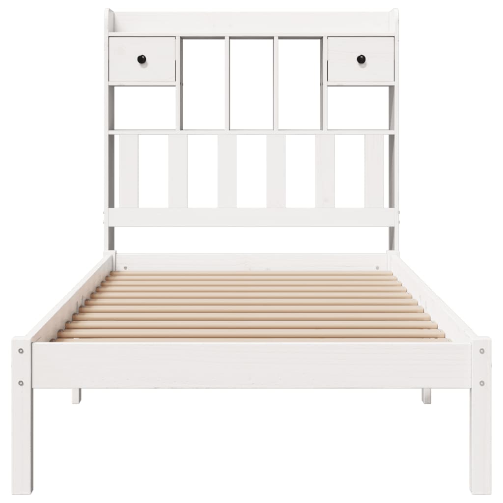 vidaXL Bookcase Bed without Mattress White 75x190 cm Small Single Solid Wood Pine