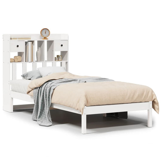vidaXL Bookcase Bed without Mattress White 90x190 cm Single Solid Wood Pine