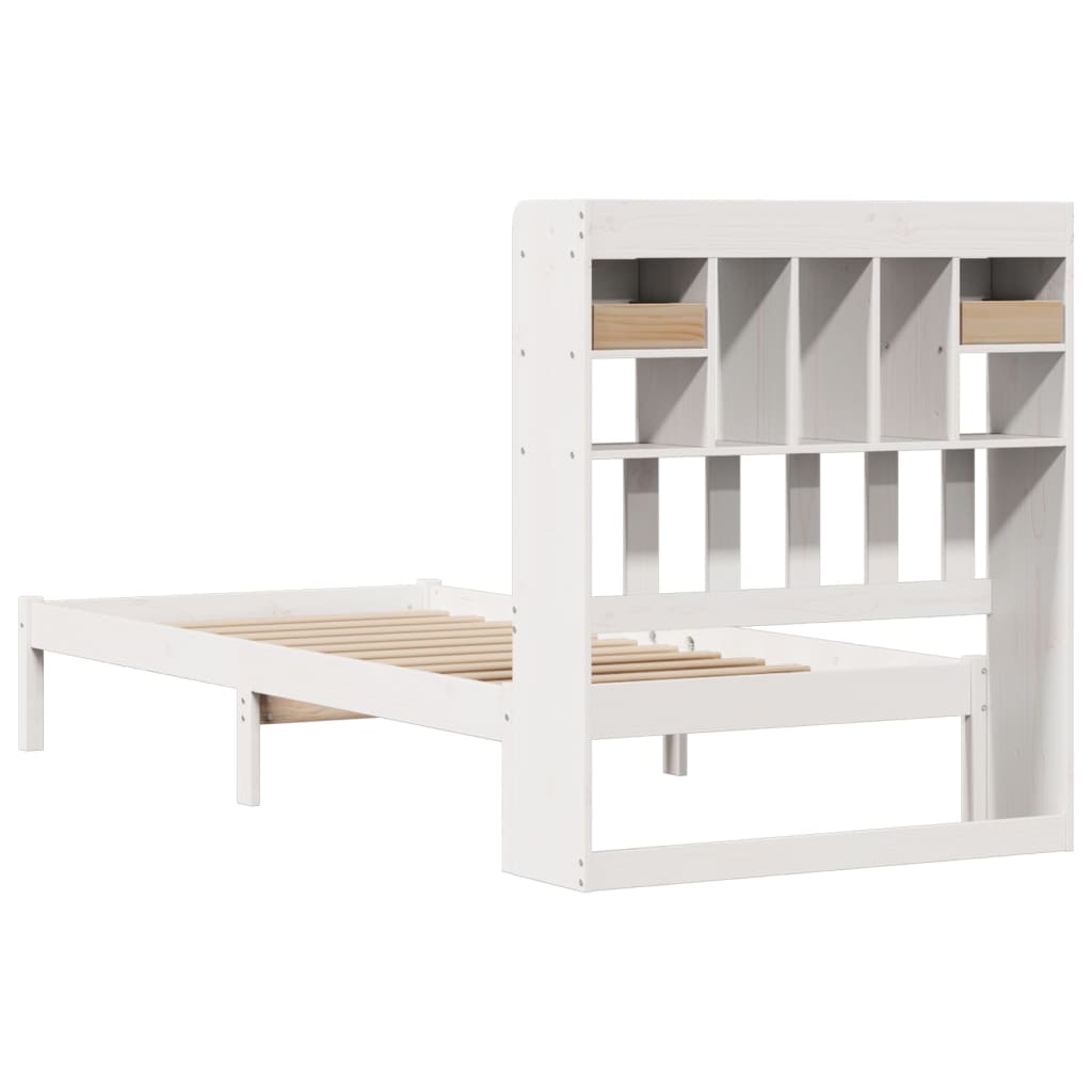 vidaXL Bookcase Bed without Mattress White 90x190 cm Single Solid Wood Pine