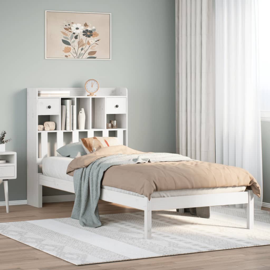 vidaXL Bookcase Bed without Mattress White 90x190 cm Single Solid Wood Pine