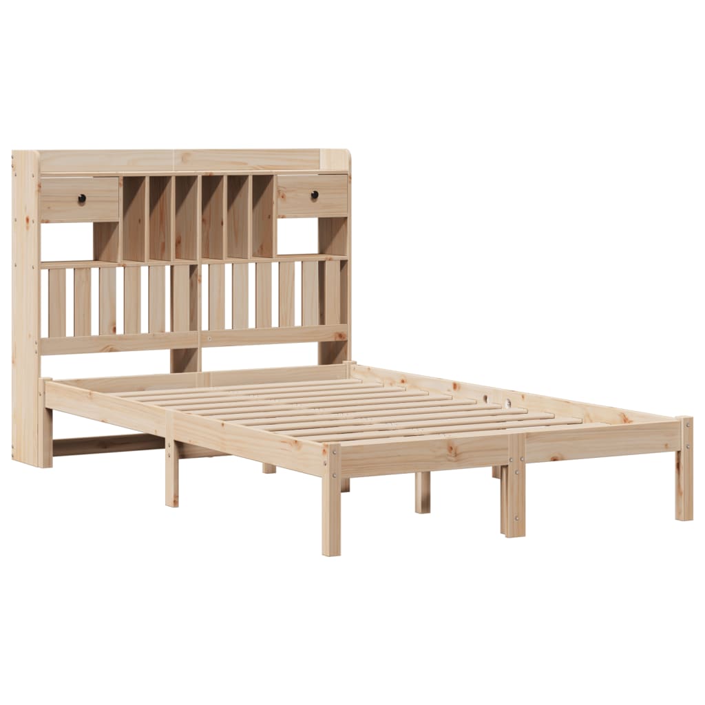 vidaXL Bookcase Bed without Mattress 135x190 cm Double Solid Wood Pine