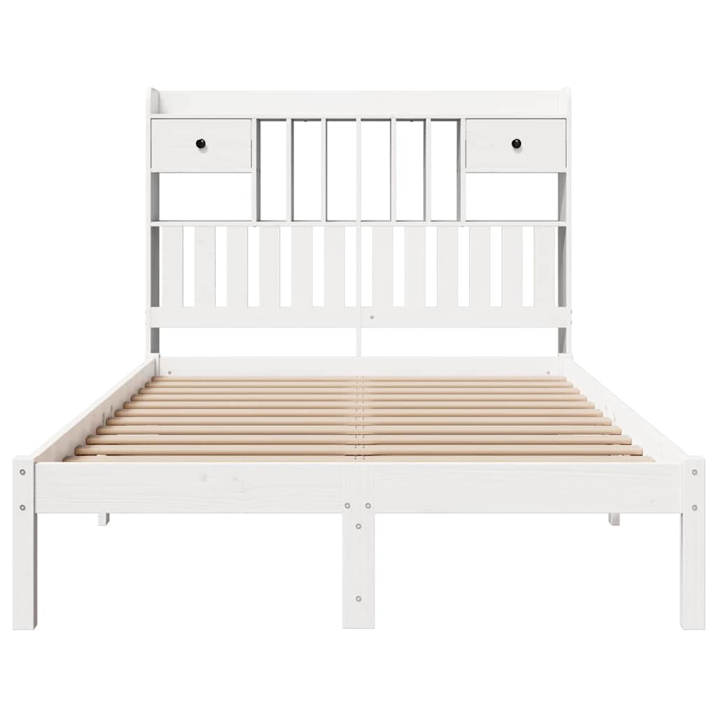 vidaXL Bookcase Bed without Mattress White 135x190 cm Double Solid Wood Pine