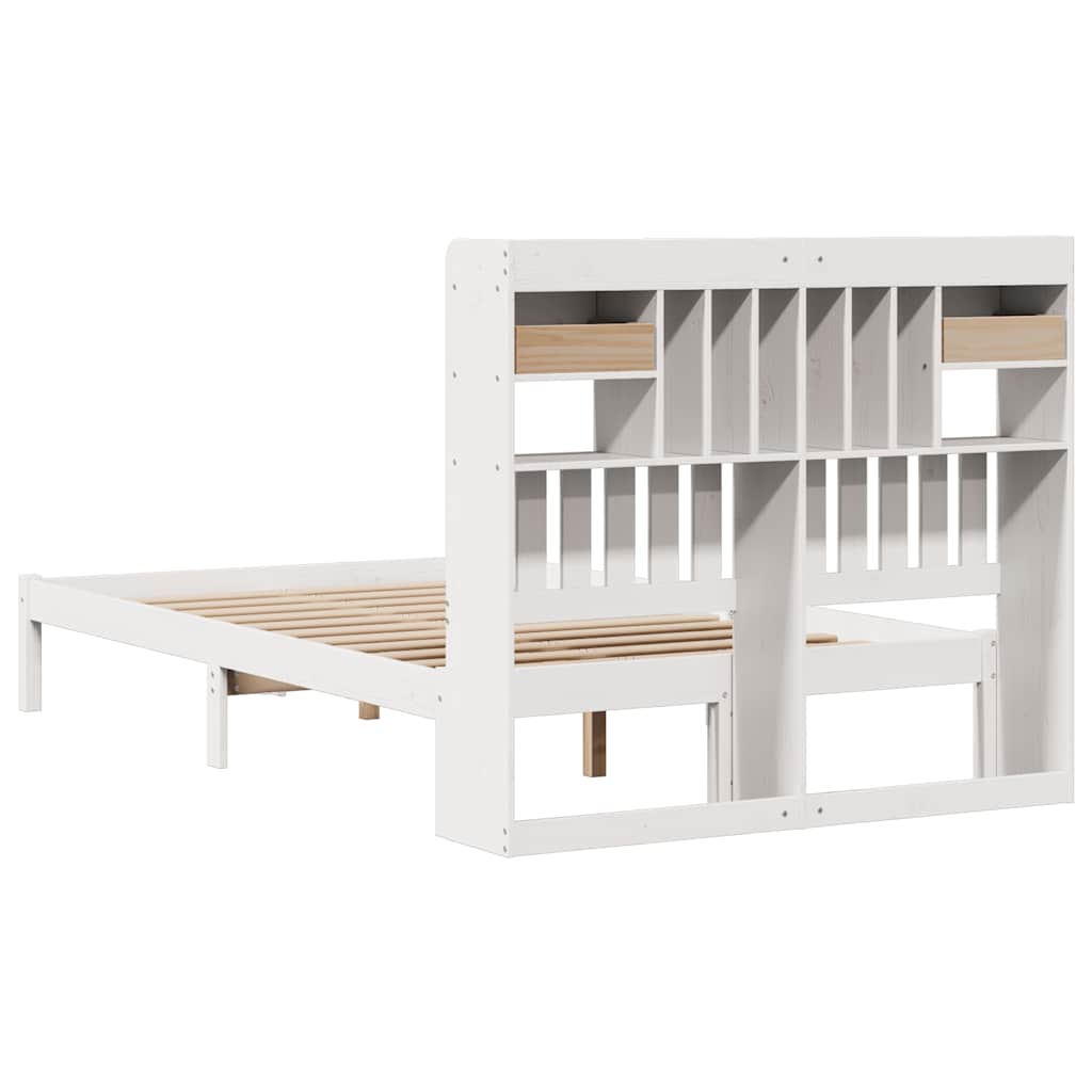 vidaXL Bookcase Bed without Mattress White 135x190 cm Double Solid Wood Pine