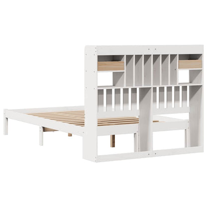 vidaXL Bookcase Bed without Mattress White 135x190 cm Double Solid Wood Pine