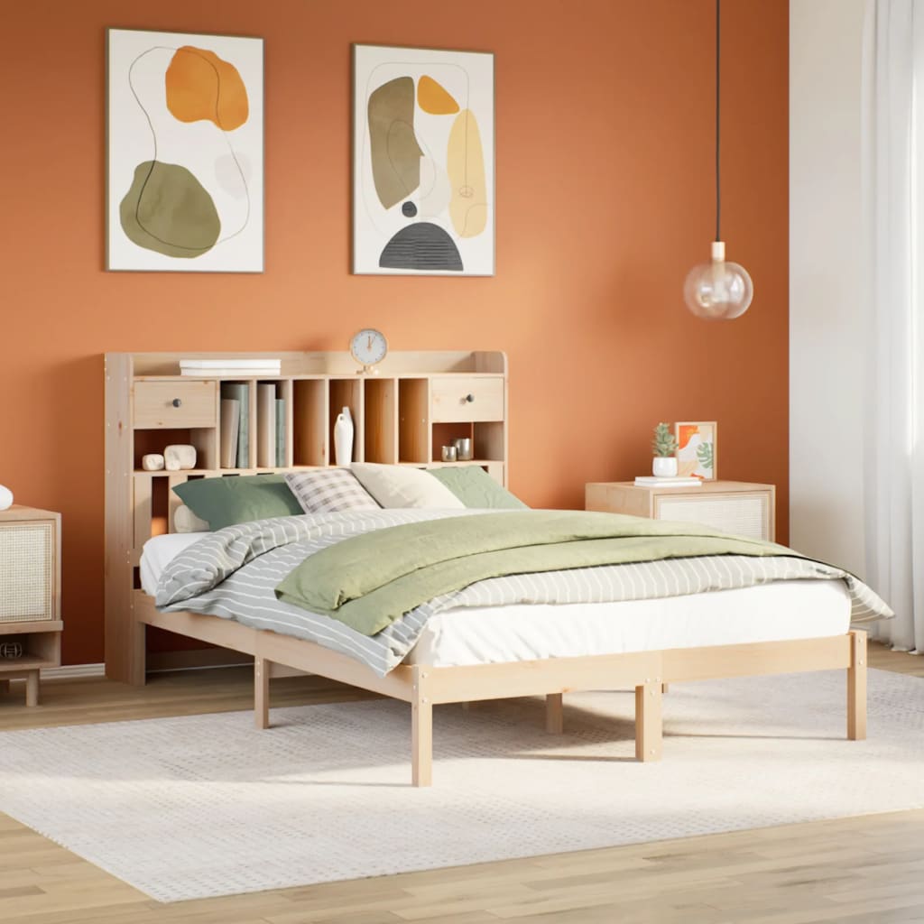 vidaXL Bookcase Bed without Mattress 140x200 cm Solid Wood Pine
