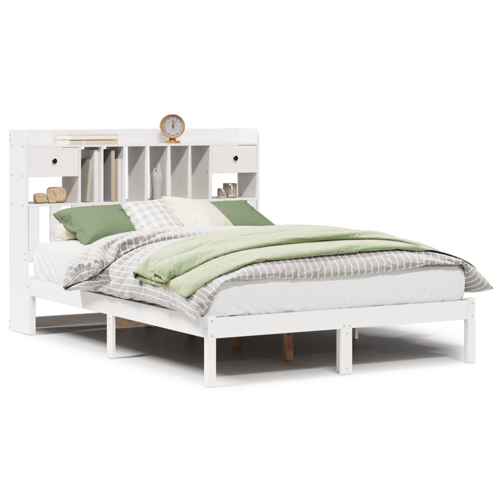 vidaXL Bookcase Bed without Mattress White 140x200 cm Solid Wood Pine