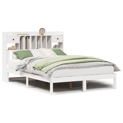 vidaXL Bookcase Bed without Mattress White 140x200 cm Solid Wood Pine
