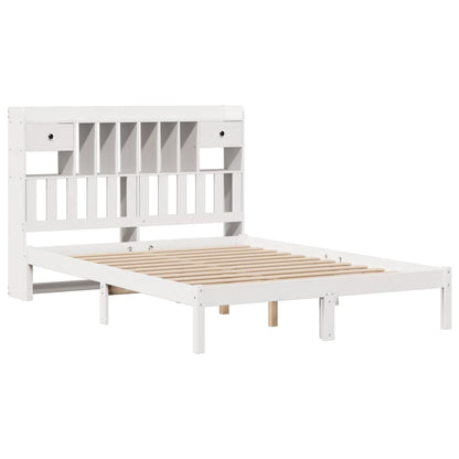 vidaXL Bookcase Bed without Mattress White 150x200 cm King Solid Wood Pine