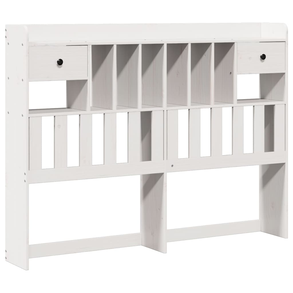 vidaXL Bookcase Bed without Mattress White 150x200 cm King Solid Wood Pine