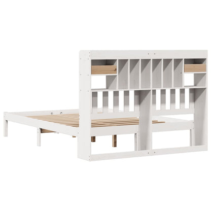vidaXL Bookcase Bed without Mattress White 150x200 cm King Solid Wood Pine