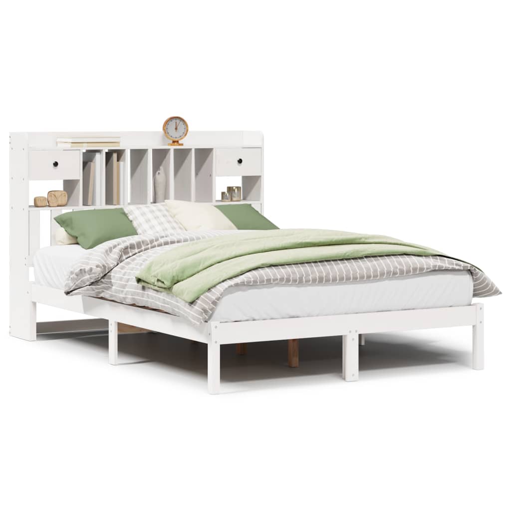 vidaXL Bookcase Bed without Mattress White 160x200 cm Solid Wood Pine