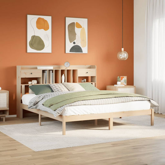 vidaXL Bookcase Bed without Mattress 180x200 cm Super King Solid Wood Pine
