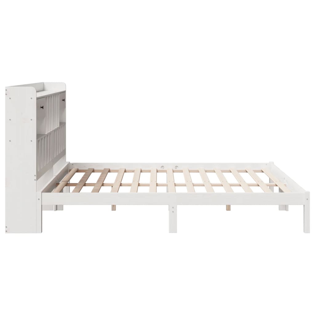 vidaXL Bookcase Bed without Mattress White 180x200 cm Super King Solid Wood Pine