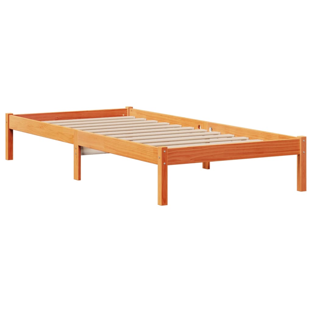 vidaXL Bookcase Bed without Mattress Wax Brown 75x190 cm Small Single Solid Wood Pine