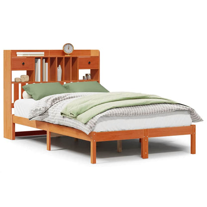 vidaXL Bookcase Bed without Mattress Wax Brown 135x190 cm Double Solid Wood Pine