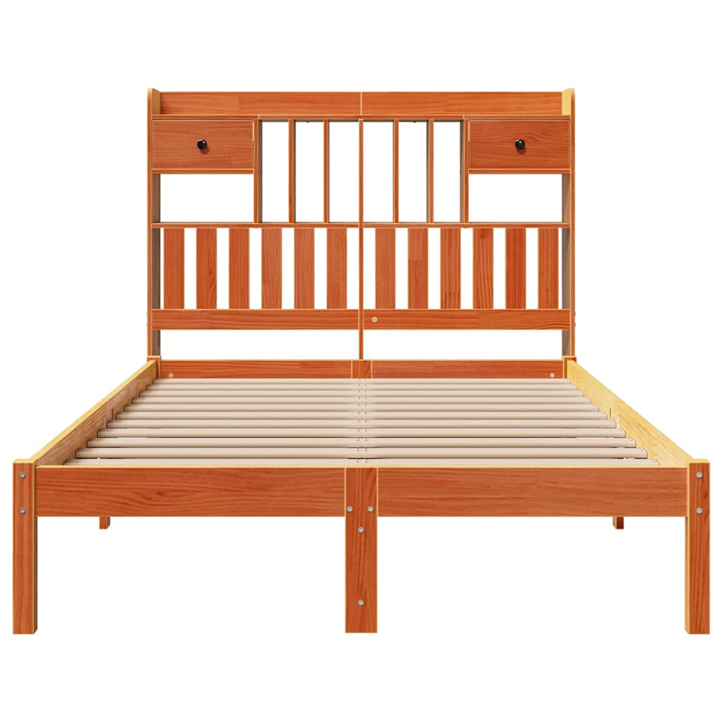 vidaXL Bookcase Bed without Mattress Wax Brown 135x190 cm Double Solid Wood Pine