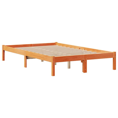 vidaXL Bookcase Bed without Mattress Wax Brown 135x190 cm Double Solid Wood Pine