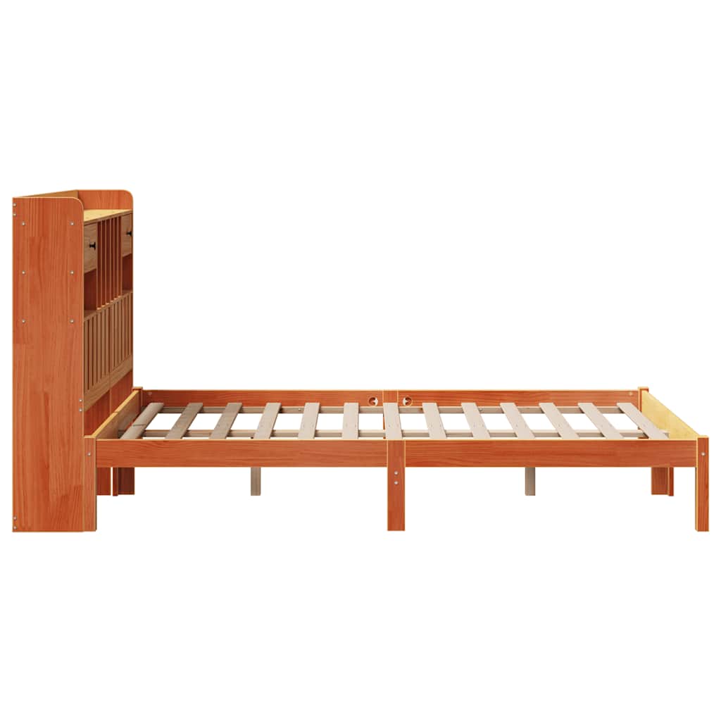 vidaXL Bookcase Bed without Mattress Wax Brown 135x190 cm Double Solid Wood Pine
