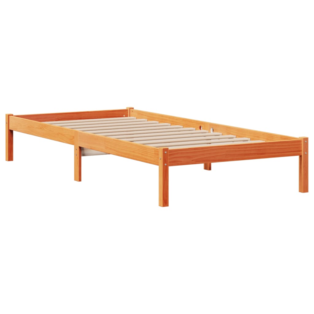vidaXL Bookcase Bed without Mattress Wax Brown 100x200 cm Solid Wood Pine