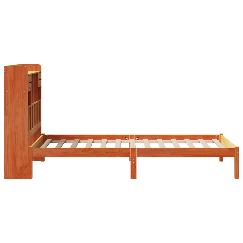 vidaXL Bookcase Bed without Mattress Wax Brown 100x200 cm Solid Wood Pine