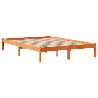 vidaXL Bookcase Bed without Mattress Wax Brown 150x200 cm King Solid Wood Pine