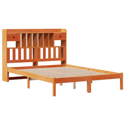 vidaXL Bookcase Bed without Mattress Wax Brown 160x200 cm Solid Wood Pine
